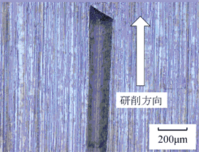 直線型スクラッチの光学顕微鏡写真